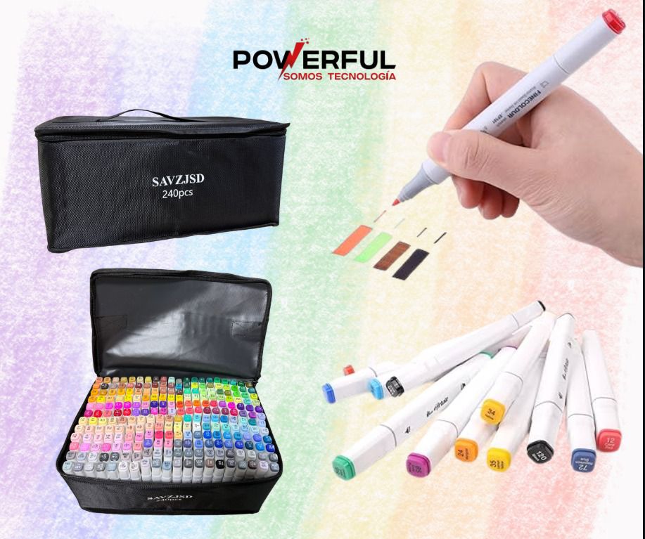 SET DE MARCADORES 240 PIEZAS DOBLE PUNTA